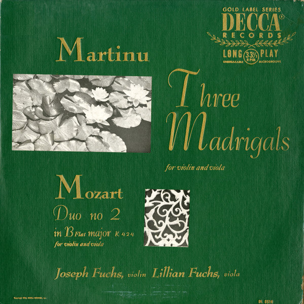 Three Madrigals For Violin And Viola / Duo No.2 In B Flat Major For Violin And Viola, K. 424