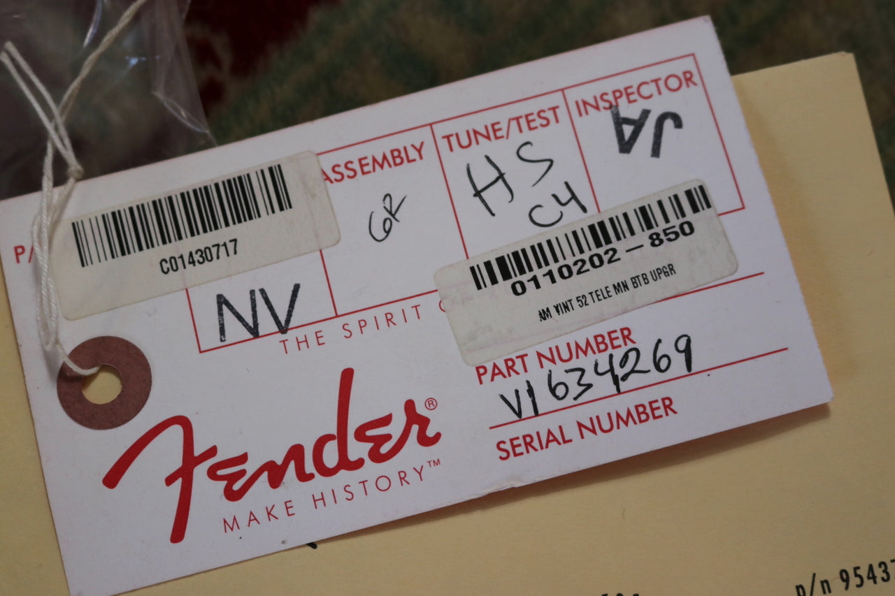 Fender American Vintage 52 Telecaster MN BTB Upgrade 2016