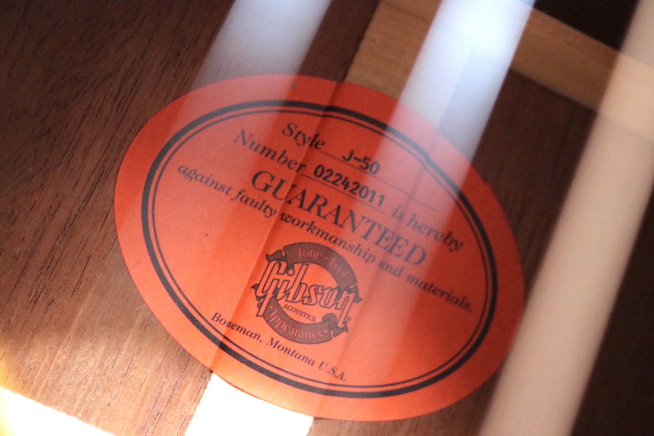 Gibson J-50 LH (Lefty) Antique Natural 2002