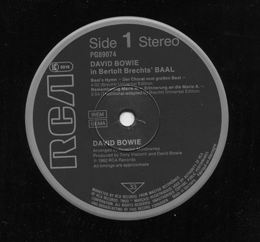 David Bowie In Bertolt Brecht's Baal