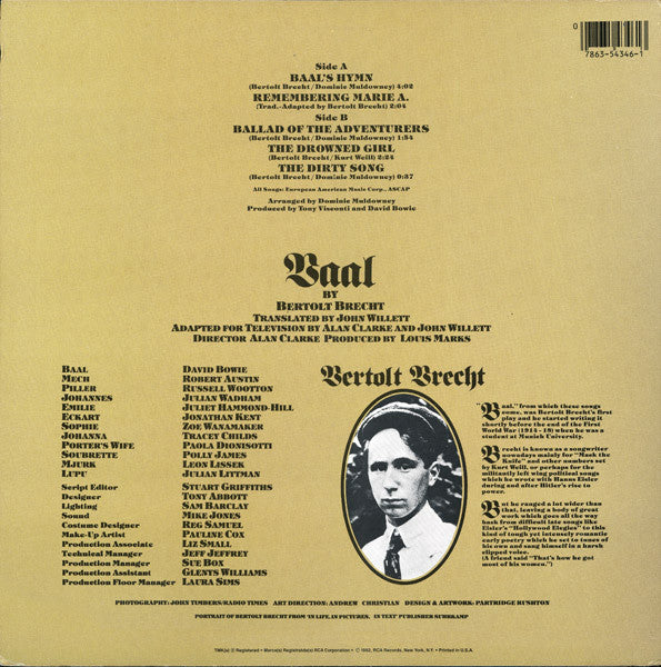 David Bowie In Bertolt Brecht's Baal