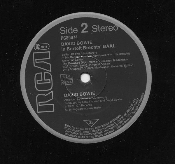 David Bowie In Bertolt Brecht's Baal