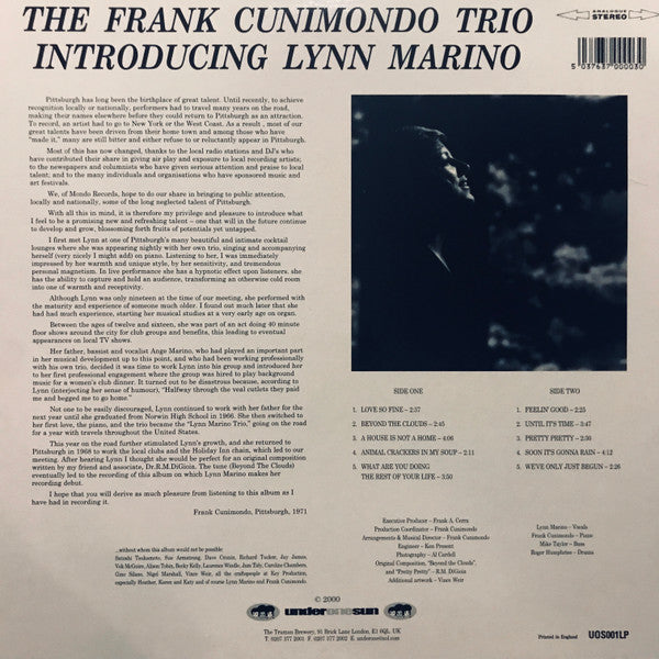 The Frank Cunimondo Trio Introducing Lynn Marino