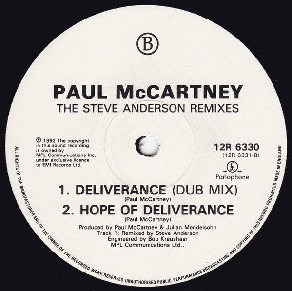 Release: Hope Of Deliverance-Vinyl-UK-1993-7243 8 80438 6 1, 12 R 6330, 12R 6330-215606