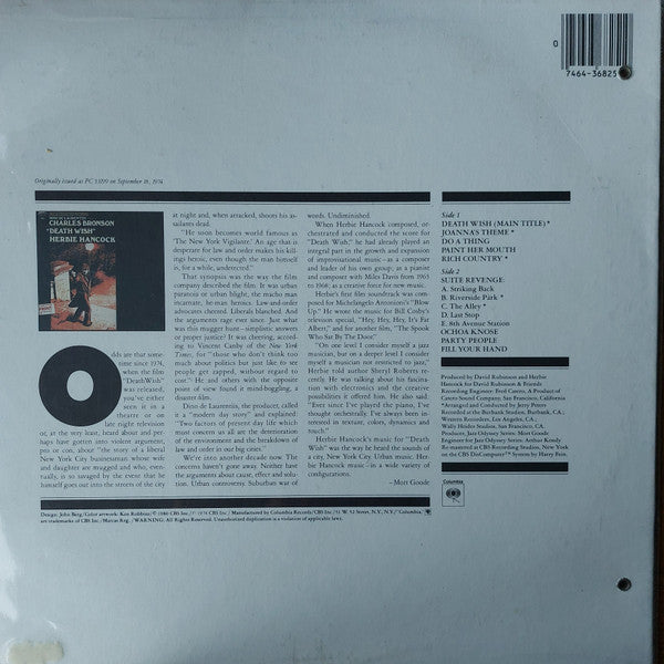 Release: Death Wish (Original Soundtrack Recording)-Vinyl-US-1980-PC 36825-661697