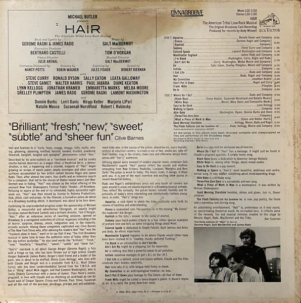 Hair - The American Tribal Love-Rock Musical (The Original Broadway Cast Recording)