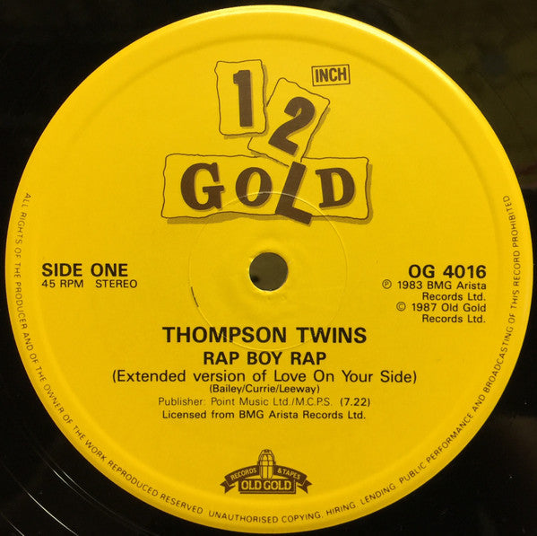 Rap Boy Rap (Extended Version Of "Love On Your Side") / No Talkin' (Extended Version Of "Lies")