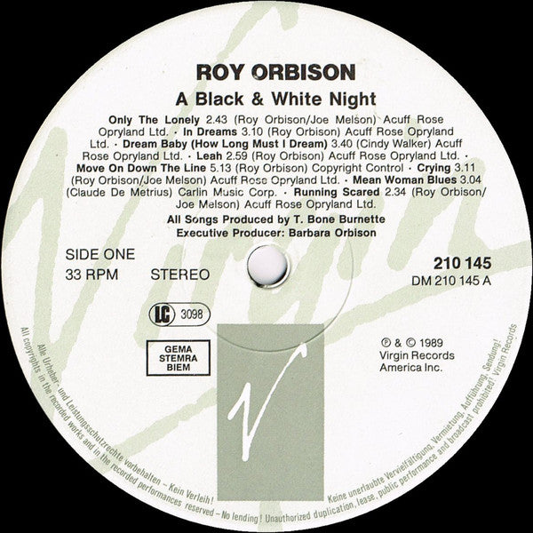 Roy Orbison And Friends - A Black And White Night Live