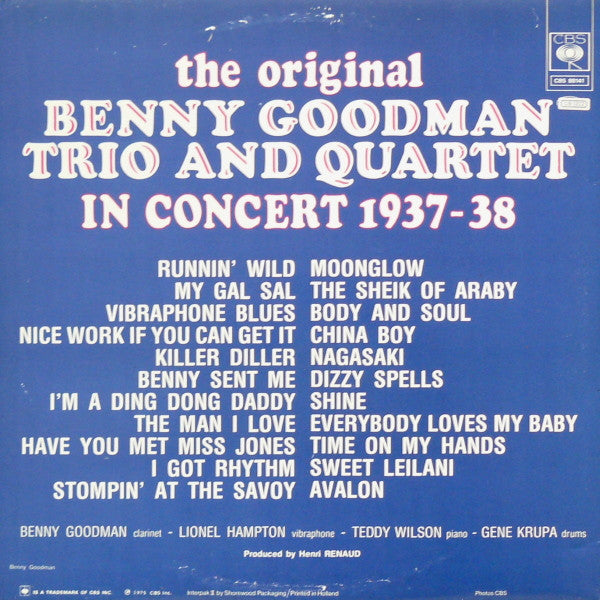 The Original Benny Goodman Trio And Quartet In Concert 1937-38