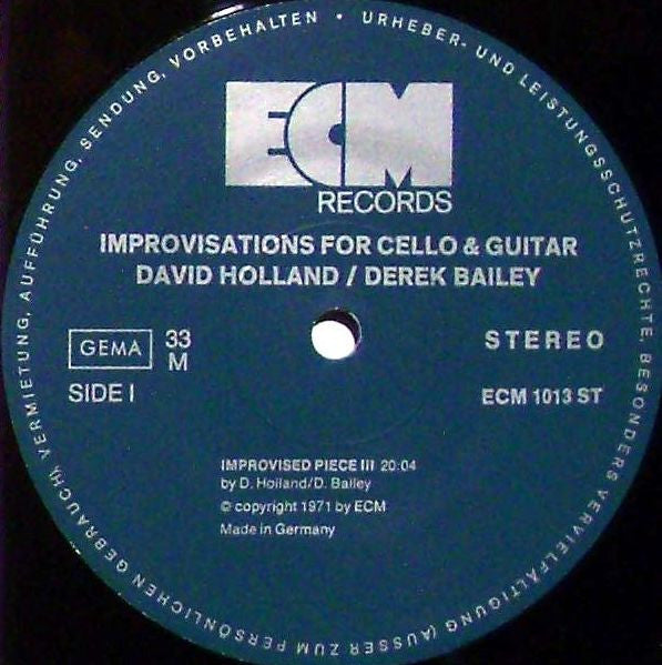 Improvisations For Cello And Guitar