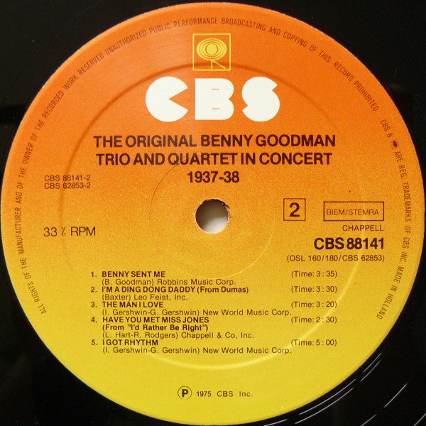 The Original Benny Goodman Trio And Quartet In Concert 1937-38