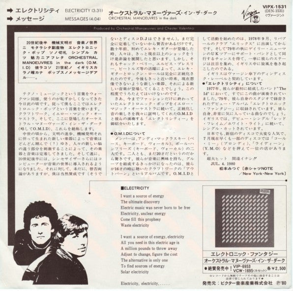 Release: Electricity-Vinyl-Japan-1980-VIPX-1531, VIPX-1531-594023