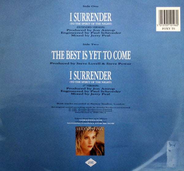 Release: I Surrender (To The Spirit Of The Night)-Vinyl-UK-1987-FOXY T 6, FOXY T6-196025