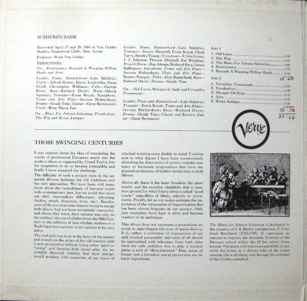 The Dissection And Reconstruction Of Music From The Past As Performed By The Inmates Of Lalo Schifrin's Demented Ensemble As A Tribute To The Memory Of The Marquis De Sade