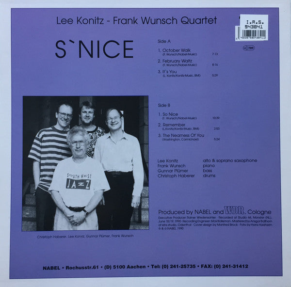 Master Release: S'Nice by Konitz - Wunsch - Quartet