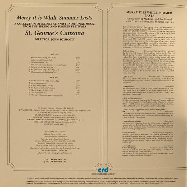 Merry It Is While Summer Lasts - A Collection Of Medieval And Traditional Music From The Spring And Summer Festivals