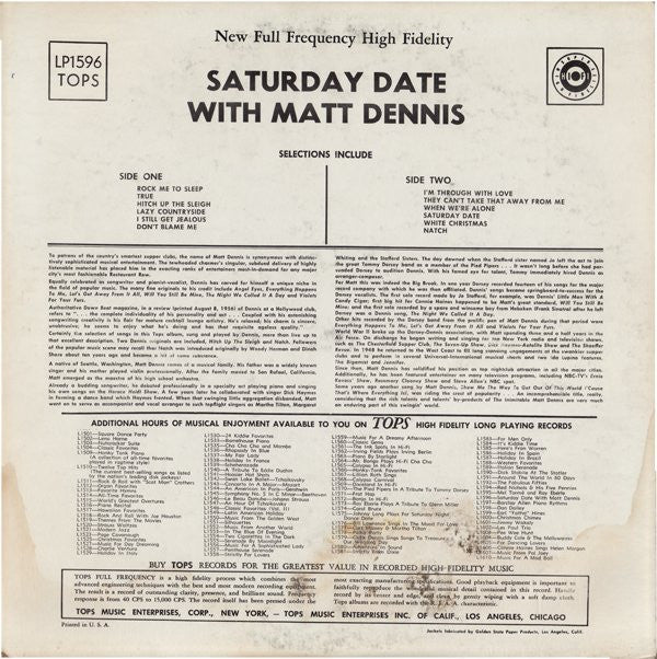 Saturday Date With Matt Dennis