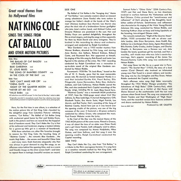 Nat King Cole Sings His Songs From Cat Ballou And Other Motion Pictures