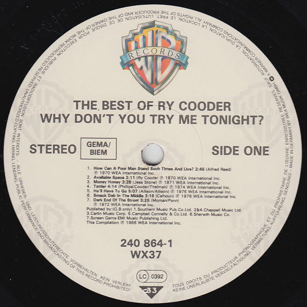 Why Don't You Try Me Tonight? The Best Of Ry Cooder