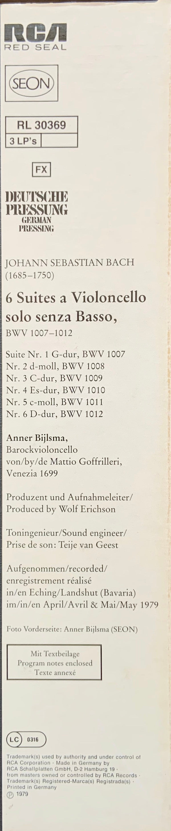 6 Suites A Violoncello Solo Senza Basso