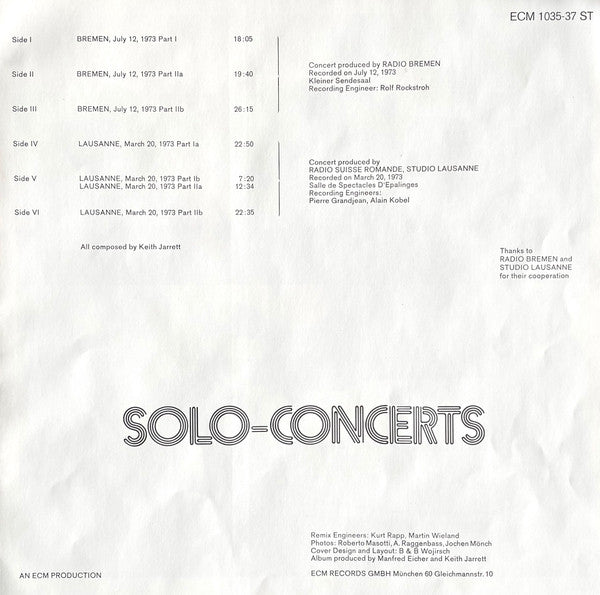 Solo Concerts: Bremen / Lausanne