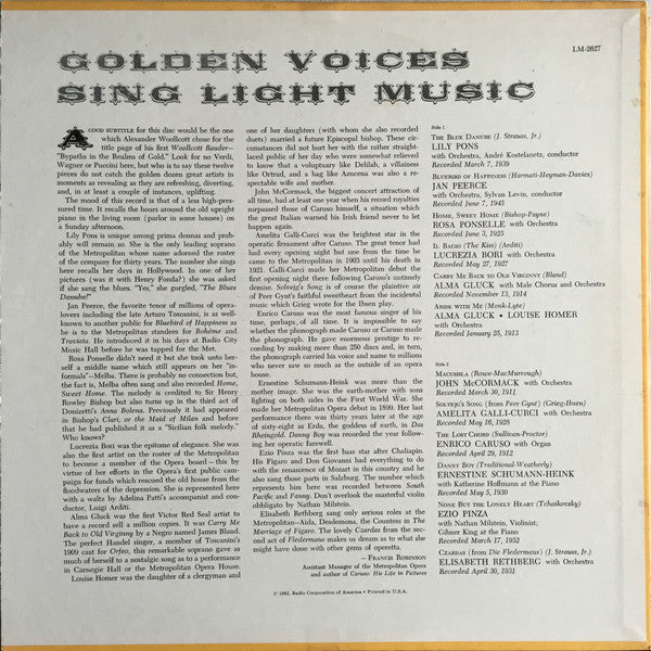Golden Voices Sing Light Music