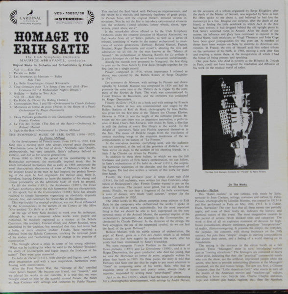 Homage To Erik Satie Original Works For Orchestra And Orchestrations By Friends