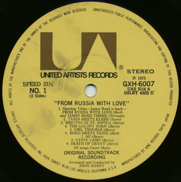 007 ロシアより愛をこめて = From Russia With Love (Original Motion Picture Sound Track)