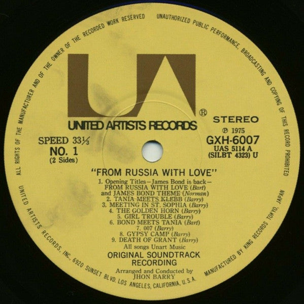 007 ロシアより愛をこめて = From Russia With Love (Original Motion Picture Sound Track)