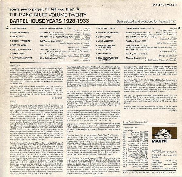 'Some Piano Player, I'll Tell You That' - Barrelhouse Years 1928-1933