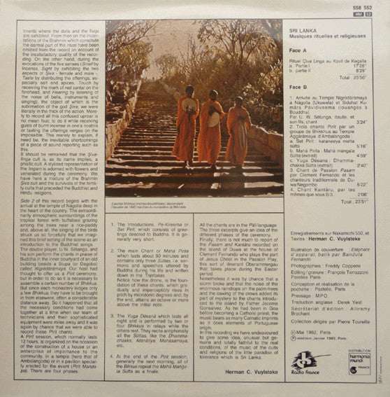 Sri Lanka Musiques Rituelles Et Religieuses