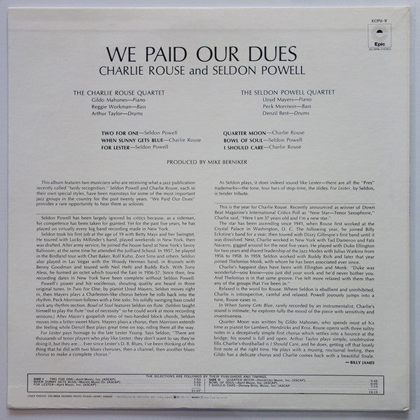We Paid Our Dues!