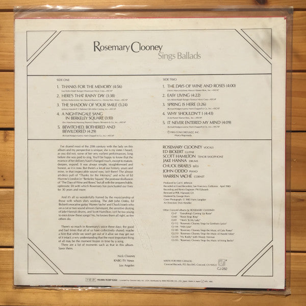 Rosemary Clooney Sings Ballads