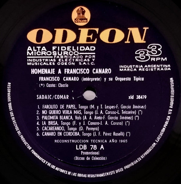Homenaje A Francisco Canaro