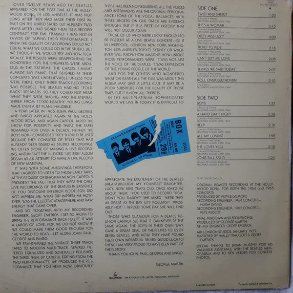 The Beatles At The Hollywood Bowl