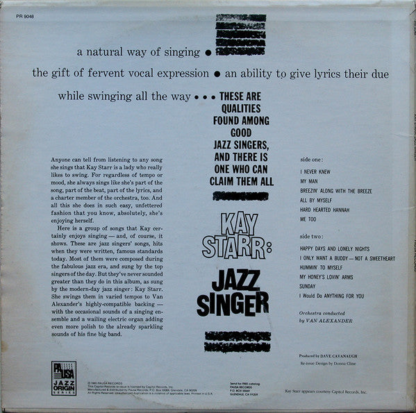 Release: Kay Starr: Jazz Singer-Vinyl-US-1985-PR 9048-5548583