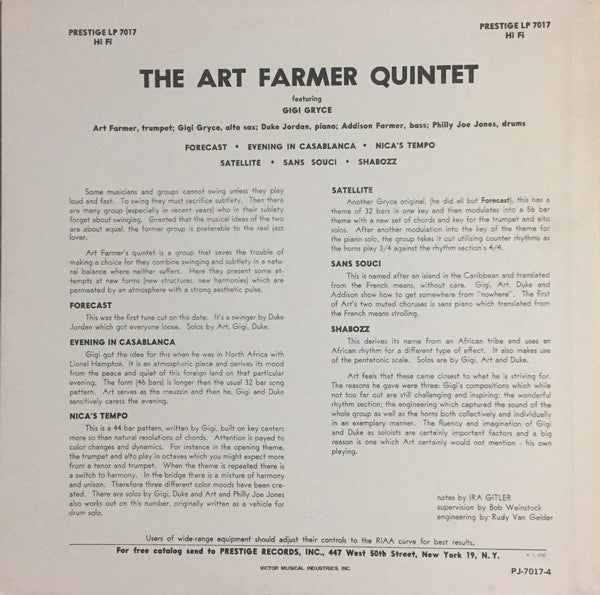 Art Farmer Quintet Featuring Gigi Gryce