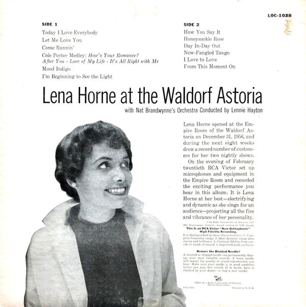 Lena Horne At The Waldorf Astoria