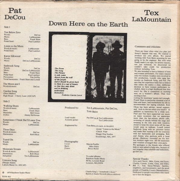 Down Here On The Earth
