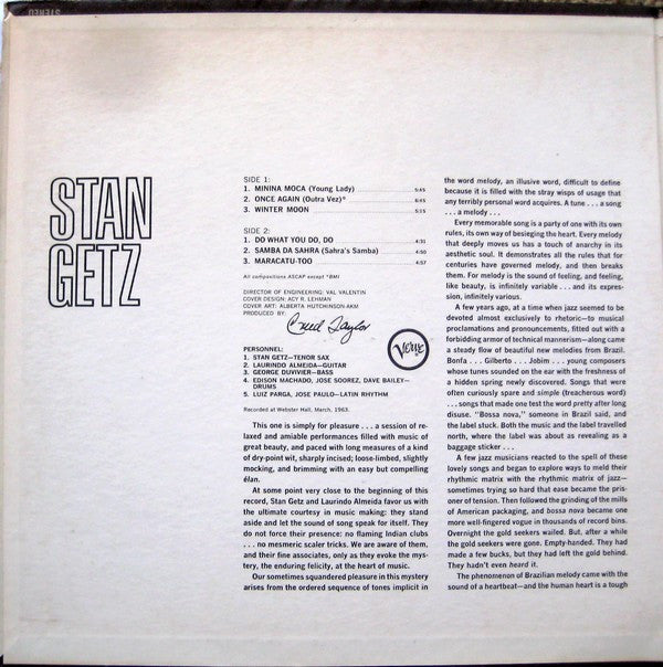 Stan Getz With Guest Artist Laurindo Almeida