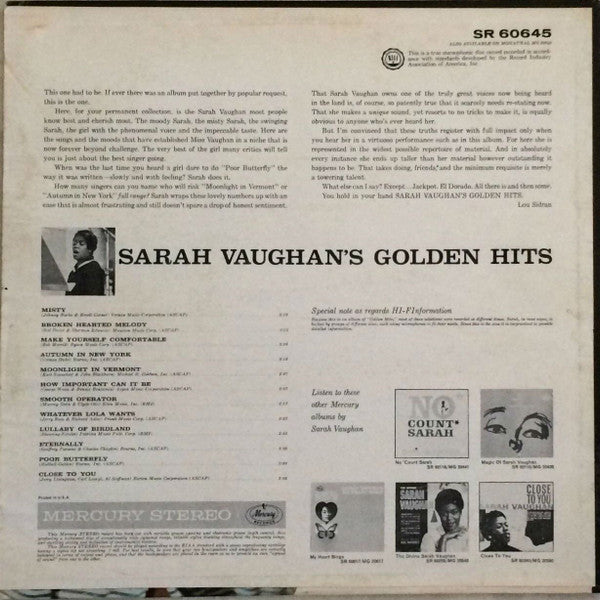 Sarah Vaughan's Golden Hits