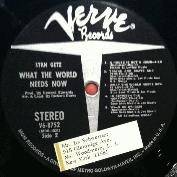 What The World Needs Now - Stan Getz Plays Bacharach And David