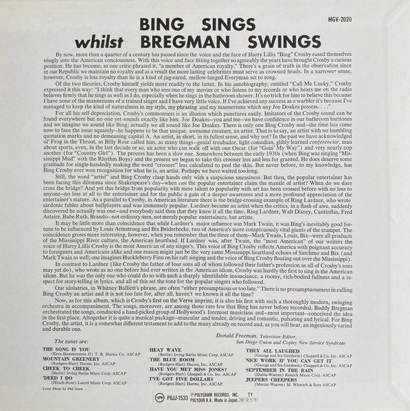 Bing Sings Whilst Bregman Swings