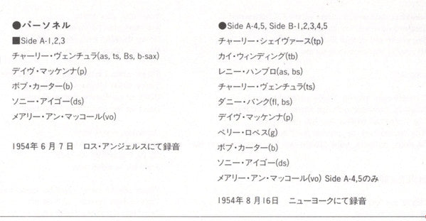 An Evening With Mary Ann McCall And Charlie Ventura