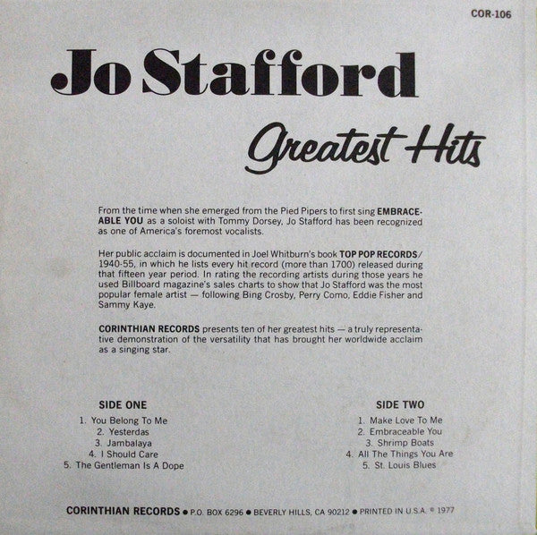 Jo Stafford's Greatest Hits