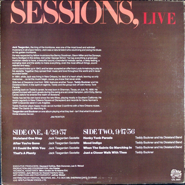 Sessions, Live