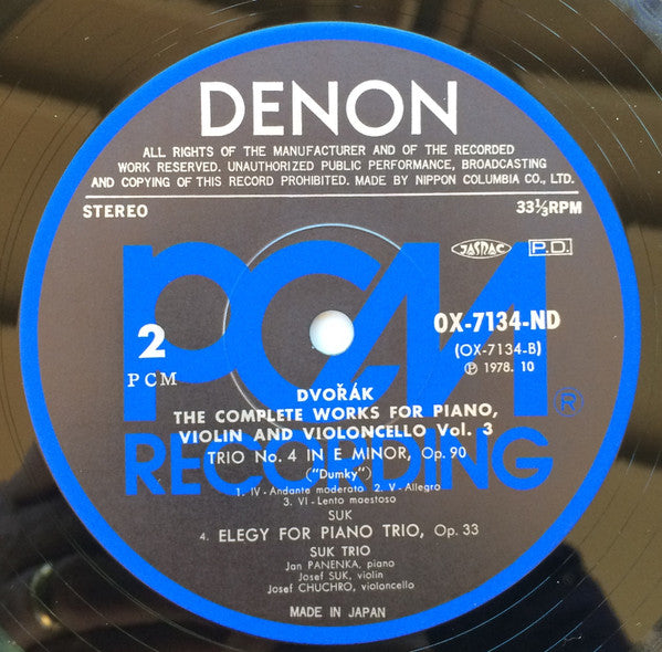 The Complete Piano Trios, Volume 3 (Trio No. 4 In E Minor, Op. 90 ("Dumky") / Elegy For Piano Trio, Op. 33)