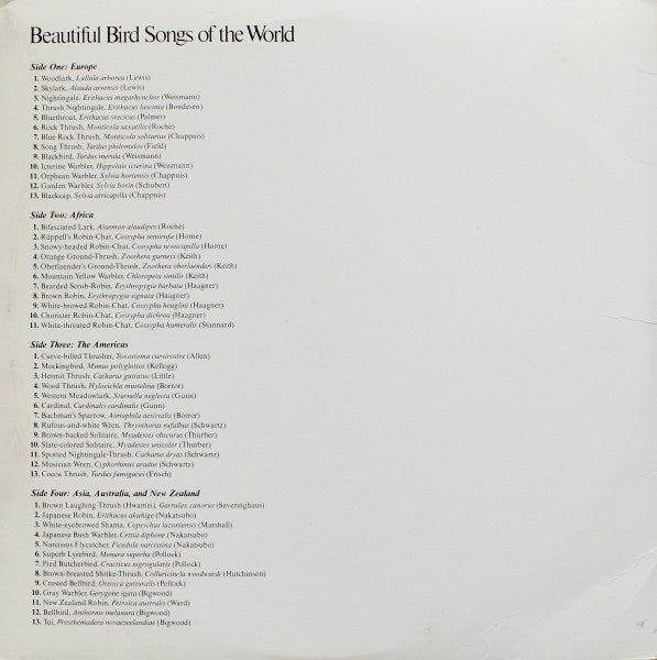 Master Release: Beautiful Bird Songs Of The World by No Artist