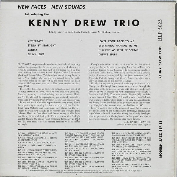 New Faces – New Sounds, Introducing The Kenny Drew Trio