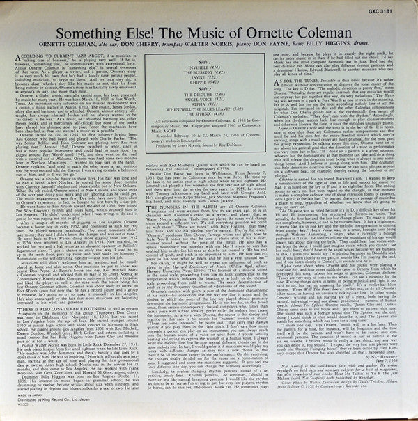 Something Else! The Music Of Ornette Coleman